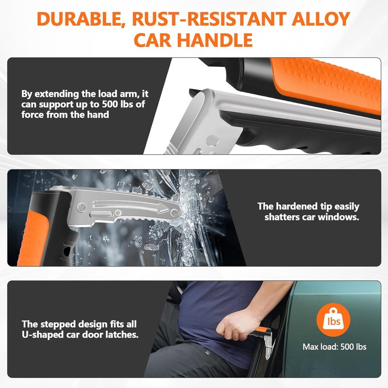 Kaiedos Car Door Handle for Elderly - 2026 New 3-in-1 Car Handle Assist, Auto Cane Portable Vehicle Support Handle Door Assist Bar, Max Load 500 Lbs, Anti-Slip Design (Orange-1-Pack Car Handle) - Image 4
